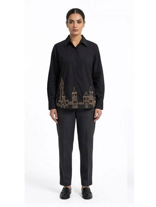 Black Golden Embroidery Shirt