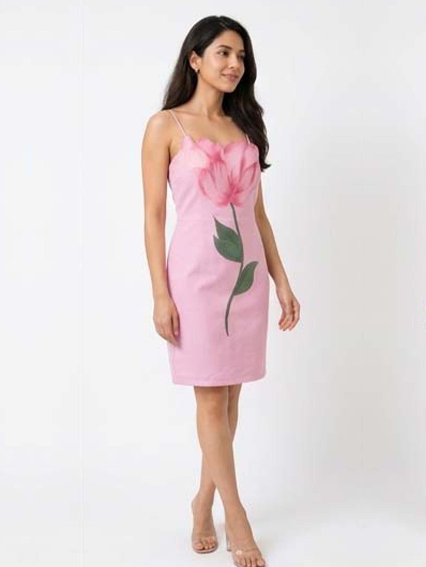 Pink 3D Flower Dress