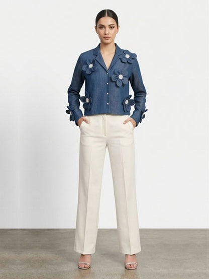 3D Flower Denim Shirt