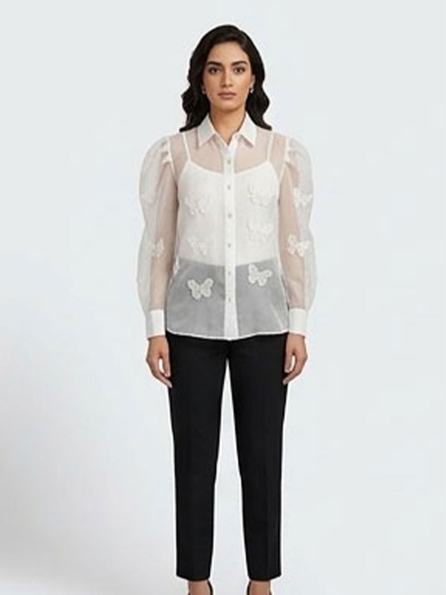 Organza Butterfly Embellished Shirt