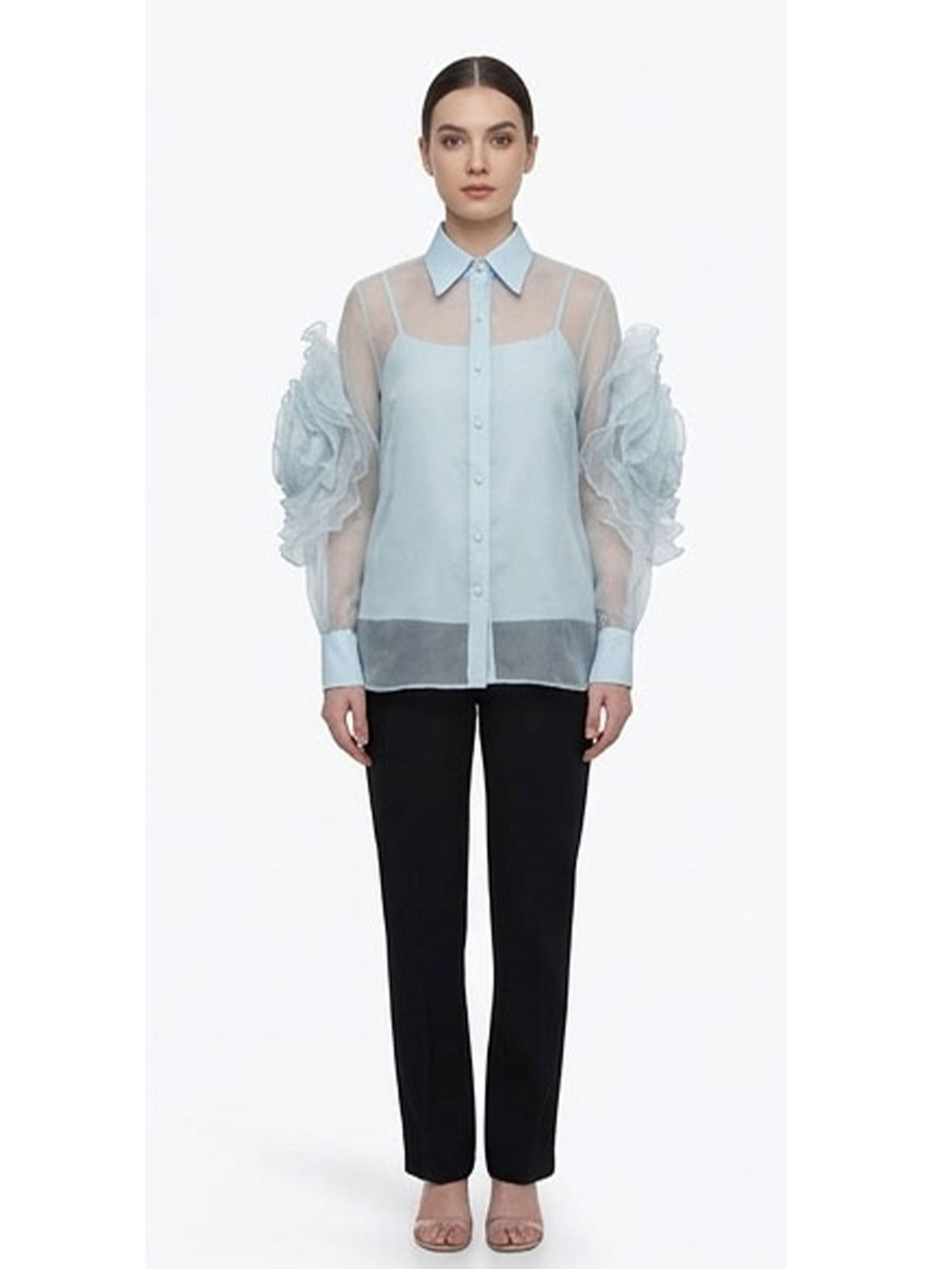 Organza Frill Sleeves Shirt