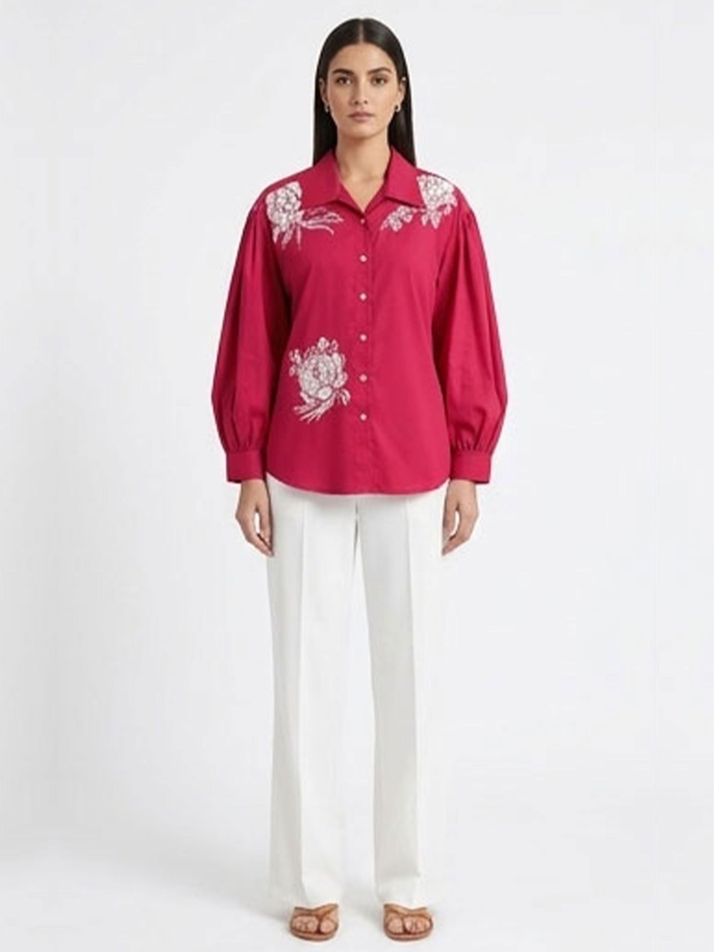 Hot Pink Embroidery Shirt
