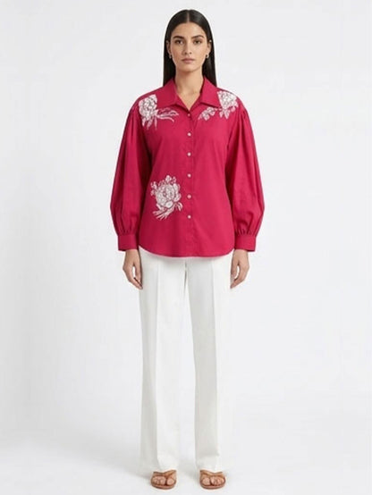 Hot Pink Embroidery Shirt