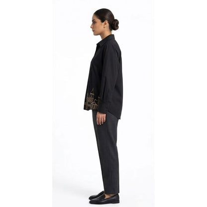 Black Golden Embroidery Shirt