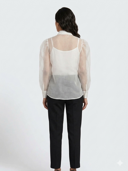 Organza Butterfly Embellished Shirt