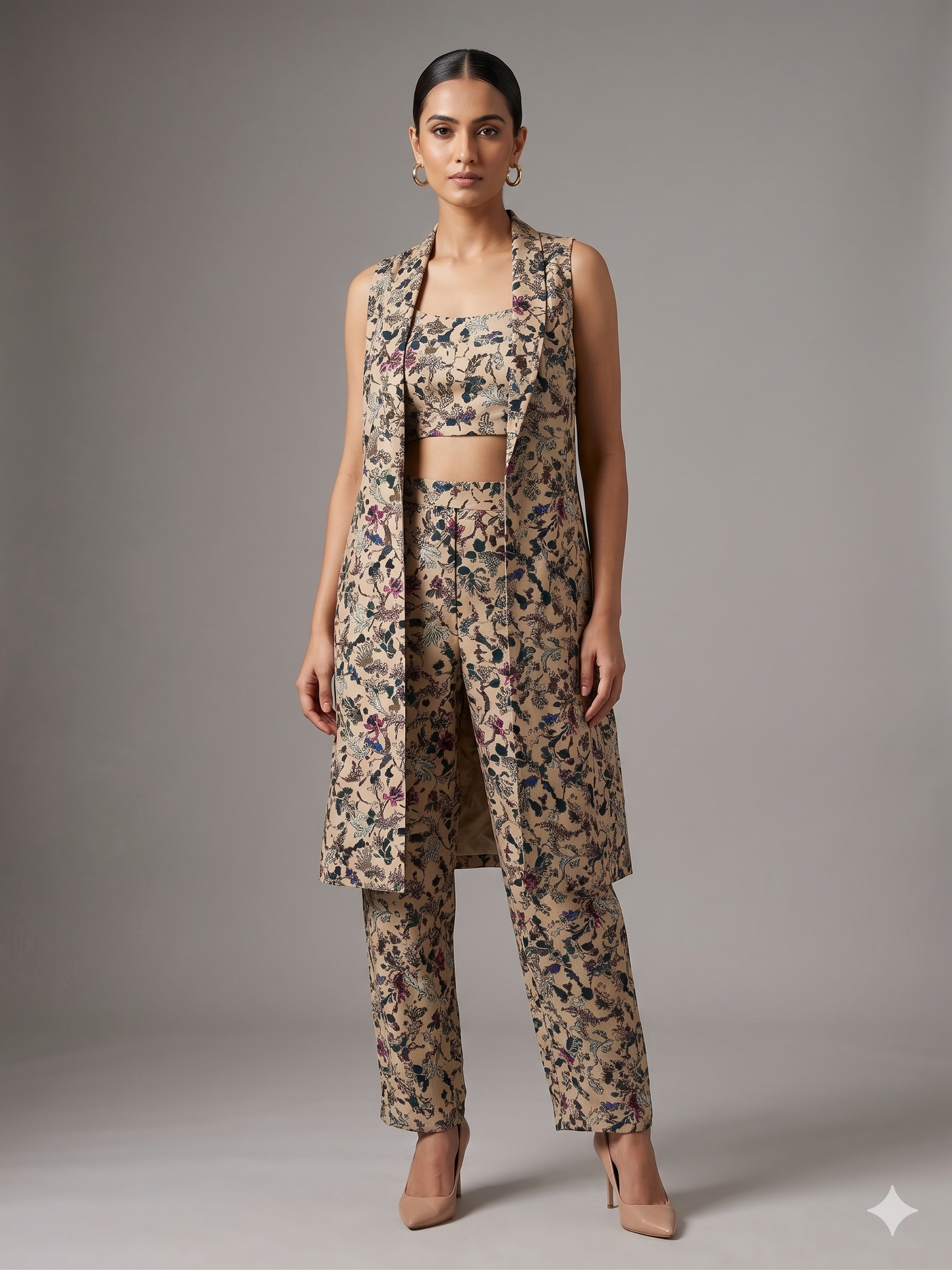 Green Printed Three Piece Set