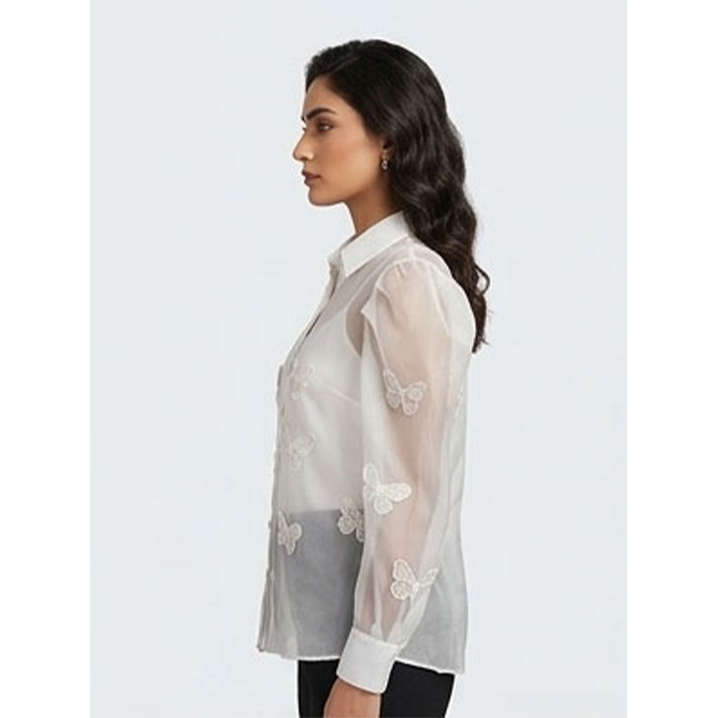 Organza Butterfly Embellished Shirt