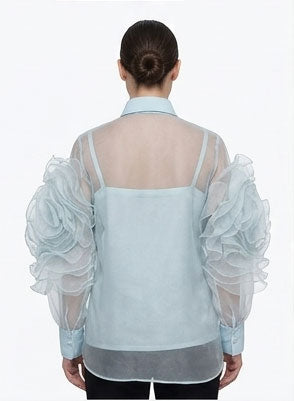 Organza Frill Sleeves Shirt