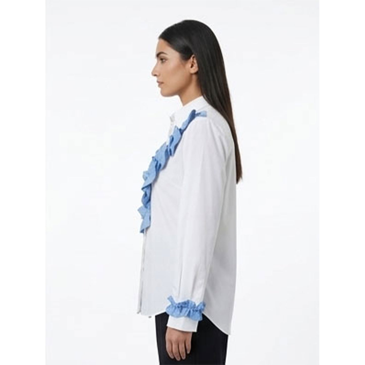 Denim Frill white Shirt
