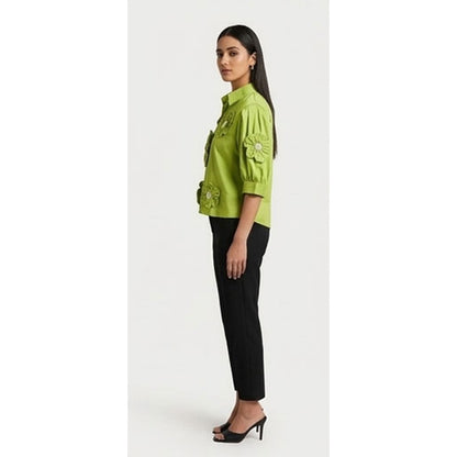 Paroot Green Flower Shirt