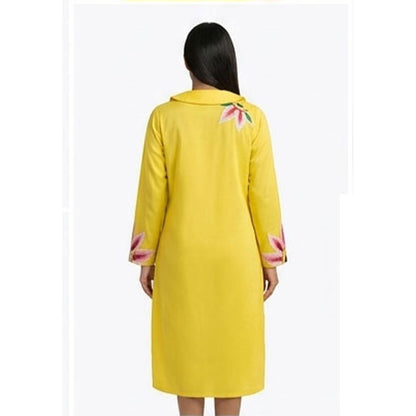 Yellow Embroidery Shirt Dress