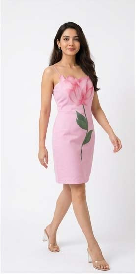 Pink 3D Flower Dress
