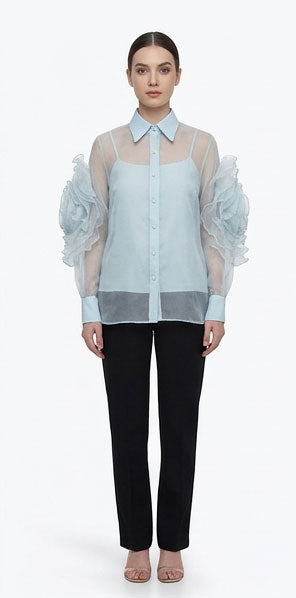 Organza Frill Sleeves Shirt