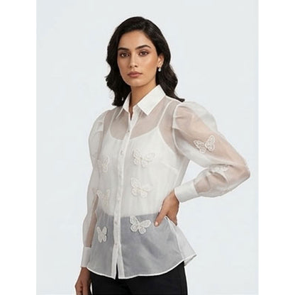 Organza Butterfly Embellished Shirt