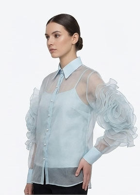 Organza Frill Sleeves Shirt