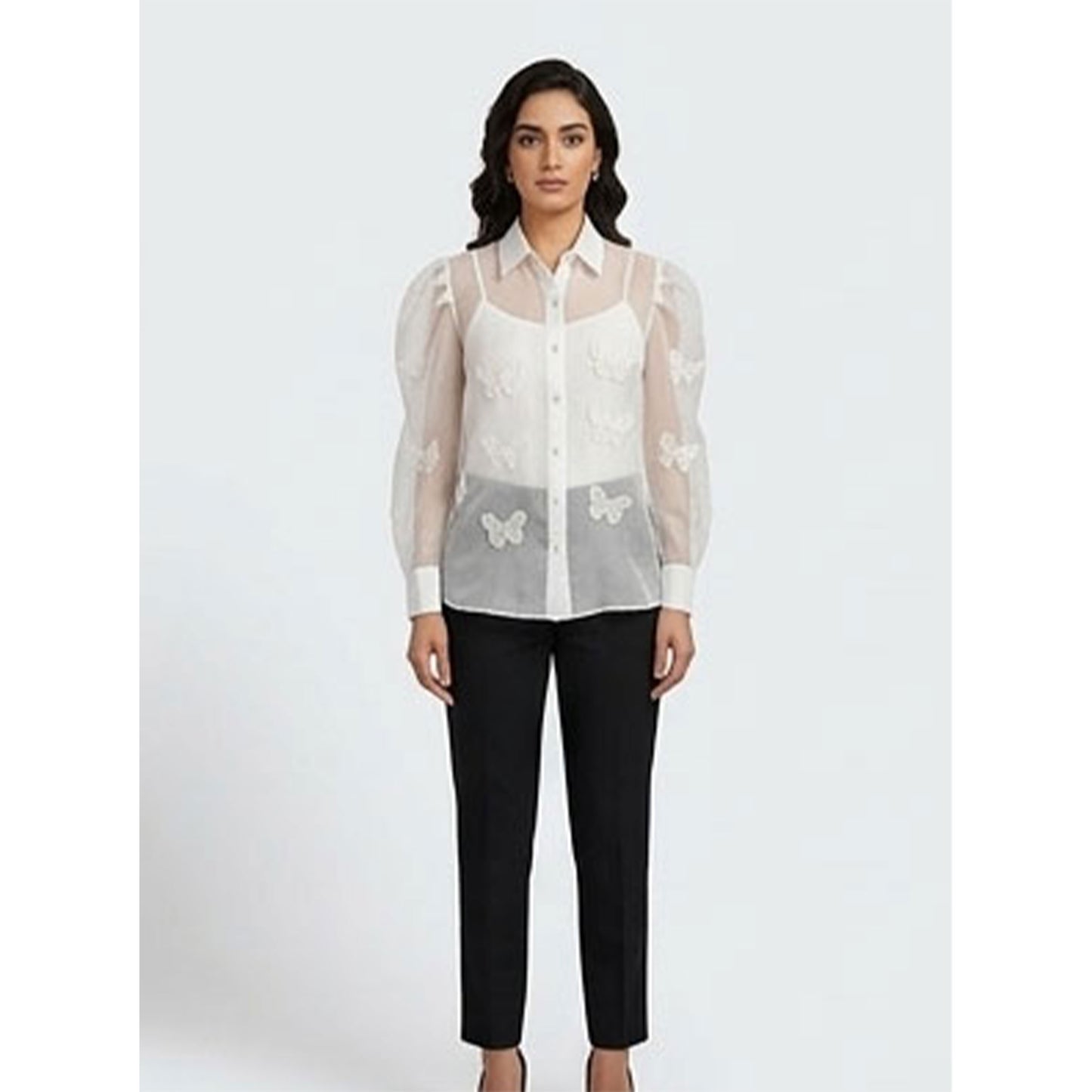 Organza Butterfly Embellished Shirt