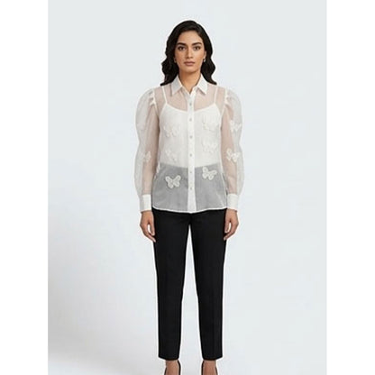 Organza Butterfly Embellished Shirt