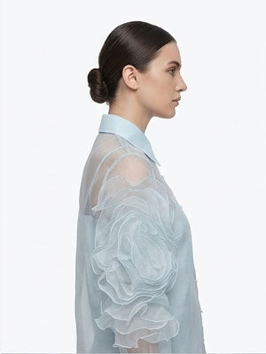 Organza Frill Sleeves Shirt