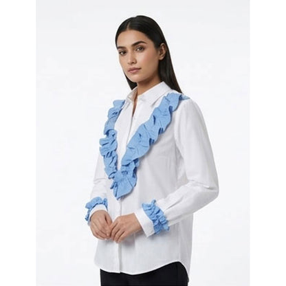 Denim Frill white Shirt